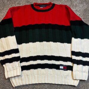 Vintage Heavy Knit Tommy Hilfiger‎ multicolored knitted sweater color block